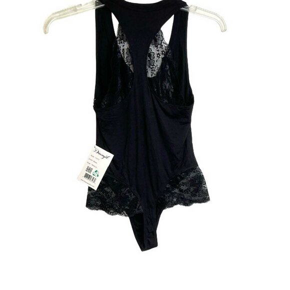 Dreamgirl Soft Jersey Bodysuit Lingerie with Racer Back and Lace Trim MEDIUM (22 - Picture 4 of 7